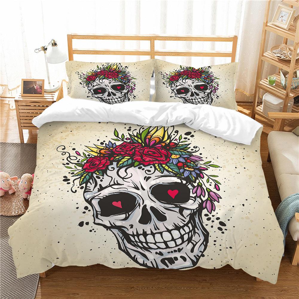 Daxing Home Textiles Skull Series Three-Piece Four-Piece Set Production 3D Digital Printing