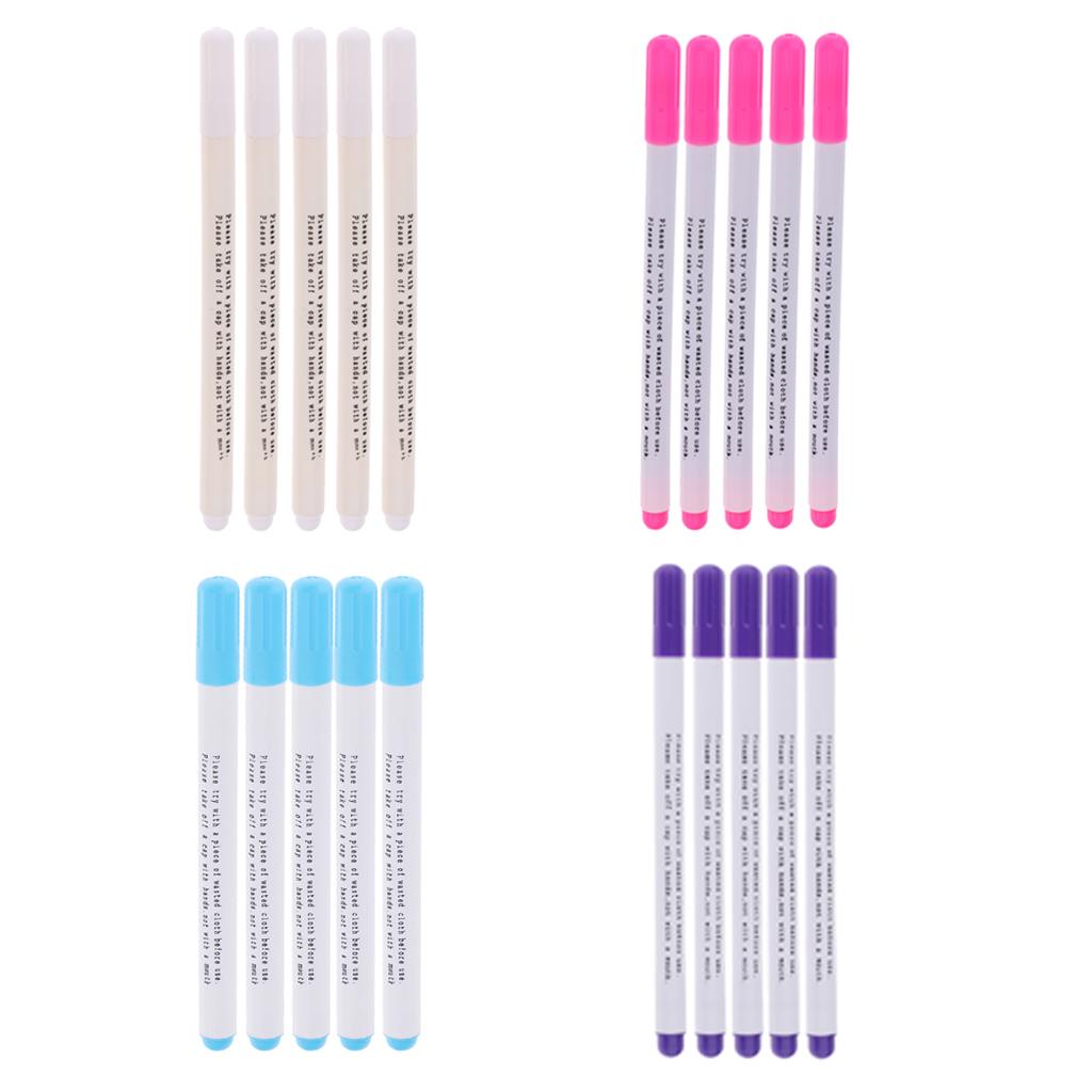 5 Pieces Plastic Water Erasable Pen Water Soluble Pen Vanishing Marker Pen for Tailor Fabric Marking 15.5cm Length