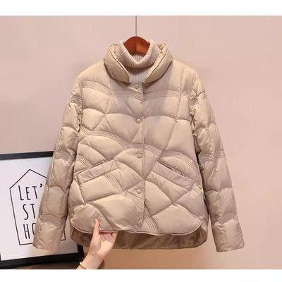 Damen Daunenjacke Jacke Pinghu Herbst und Winter Neu Kurz Leicht und Dünn Glückswolke Stehkragen Einfach und Beliebt