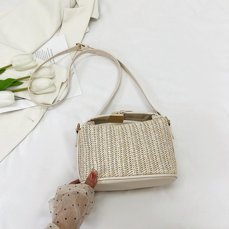 

Unique Khaki Straw Bucket Bag For Women Offering A Chic And Minimalist Style OffWhite