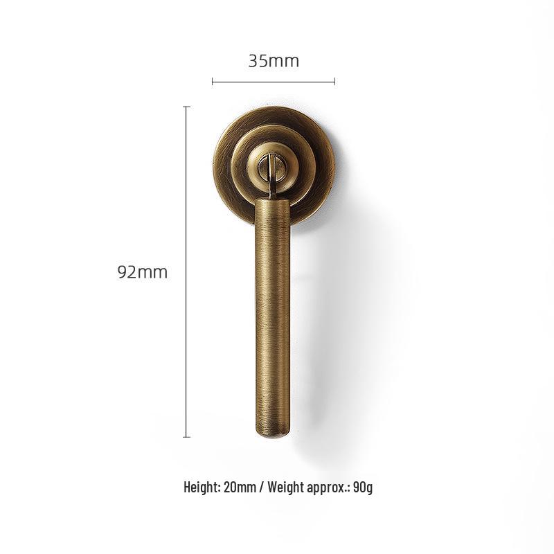 American Retro Brass Single-Hole Drawer Handle - French Vintage Style Pure Copper