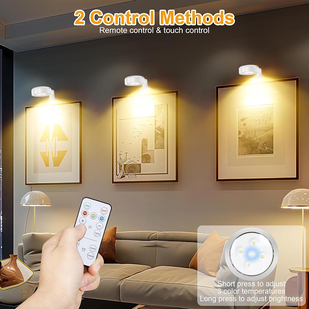 2/3Pcs Picture Lights for Wall Rechargeable Poster Lights Dimmable Wall Decor Light 3 Lighting Modes for Picture Frame Paintings