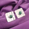 Natural Malachite 925 Silver Wedding Gift New Stud Heart Chakra Earrings Jewelry EE-146-38
