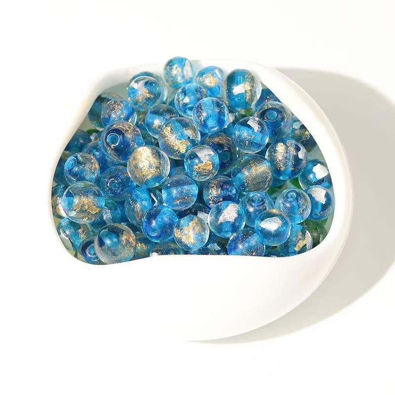 Beijing Gold Leaf Incense Ash Glazed Beads - Seven-Color Gold & Silver Loose Beads for DIY Jewelry