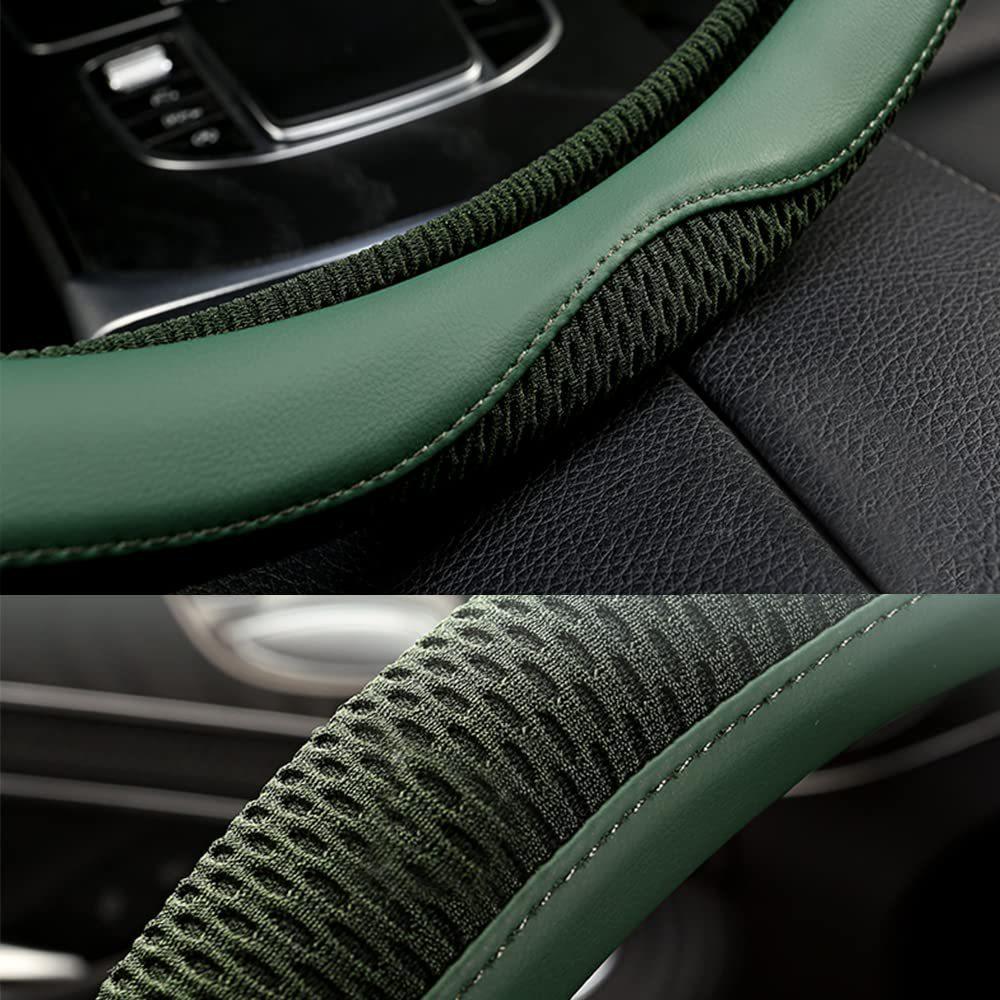 Ice Silk Steering Wheel Cover - Breathable, Sweat-Absorbent, Wear-Resistant for 15” Handles