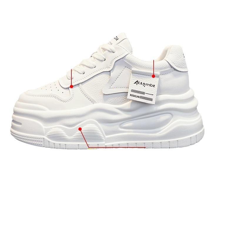 Thick-soled inner height increase white shoes women's new spring muffin board shoes versatile casual sports shoes