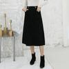 Plus Size Women Skirts Female Autumn Elastic Basic Corduroy High Slit Oversize Fashion Japanese Dress