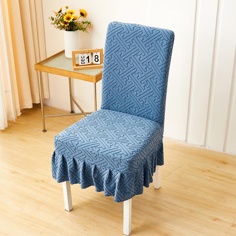 

Чехол на обеденный стул из плотного жаккарда с эластичной резинкой - современный цельный дизайн Straight Back Skirt озеро синий