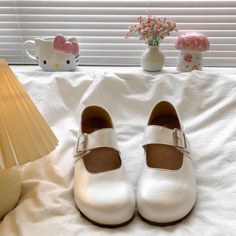 Retro round head cute Mary Jane single shoes women's autumn new flat-bottomed versatile small leather shoes