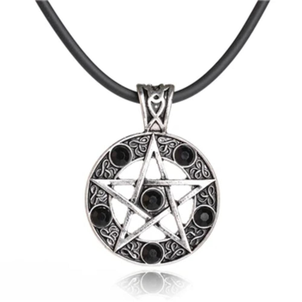 ZRM Vintage Supernatural Lucifer Satan Witch Protect Star Amulet Pentagram Pendant Necklace for Men Women