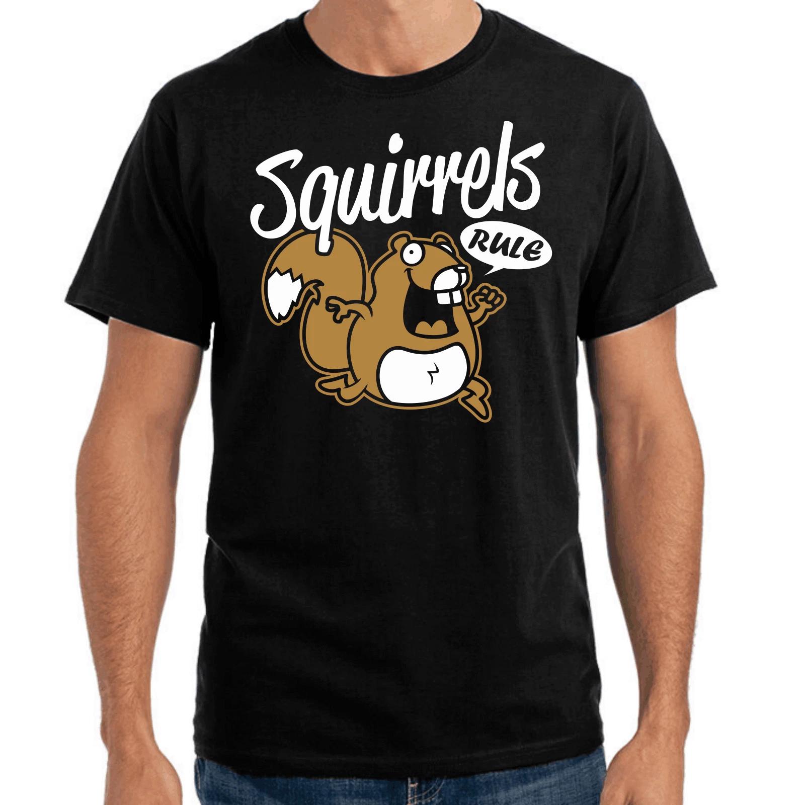 Men s and Women s T-shirts Squirrels Rule Comic Cartoon Squirrel Sayings Gift Funny Fun XL
