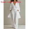 Casual Linen Pants Set For Women With Tie Details Spring Style
