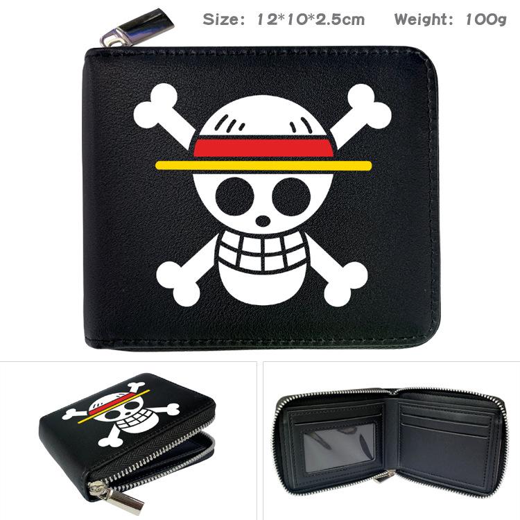 One Piece Anime Reißverschluss PU Geldbörse Luffy Aufdruck Kurzes Münzfach Kartenhalter