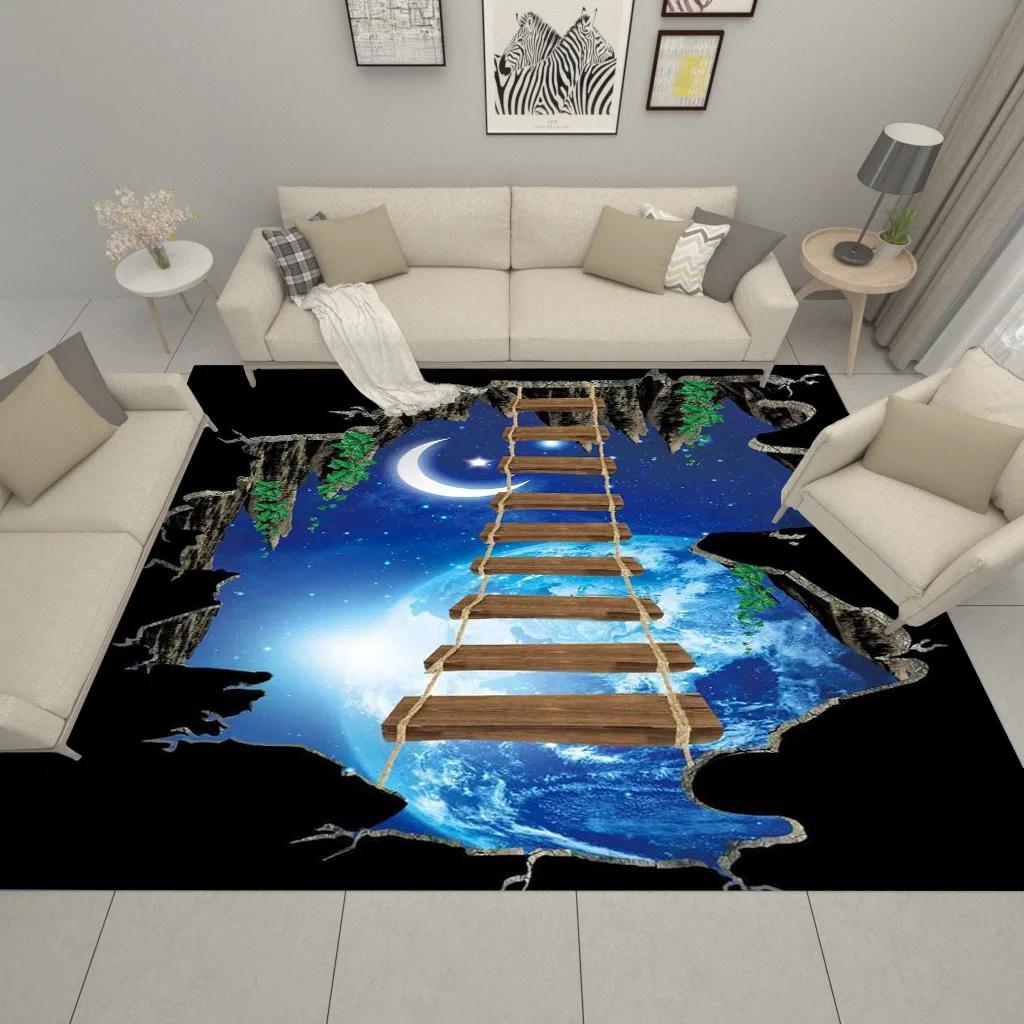 3D Single Bridge Pattern Living Room Large Carpet Bedroom Rug Alfombra Kids Area Rugs for Home Soft Floor Anti-slip Parlor Mat