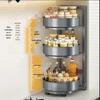 Rotating Kitchen Spice Rack - Multifunctional Storage Tray for Bottles, Oil, Salt, Soy Sauce, and Vinegar.