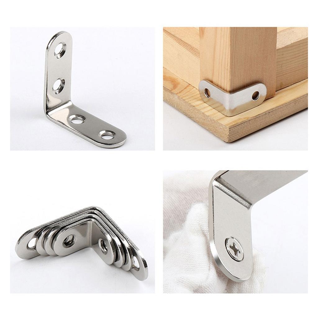 Stainless Steel Corner Brace Set L Shaped Brackets Heavy Duty Corner Brackets Simple Install for Secure Wood Joining