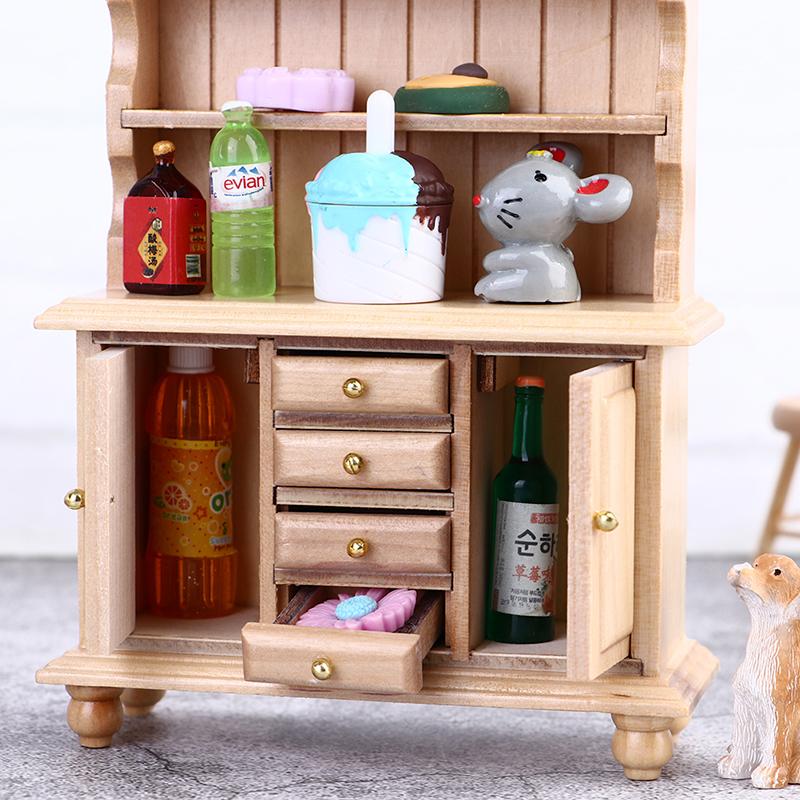 1:12 Dollhouse Miniature Wood Display Cupboard Shelf Cabinet Decoration Painted
