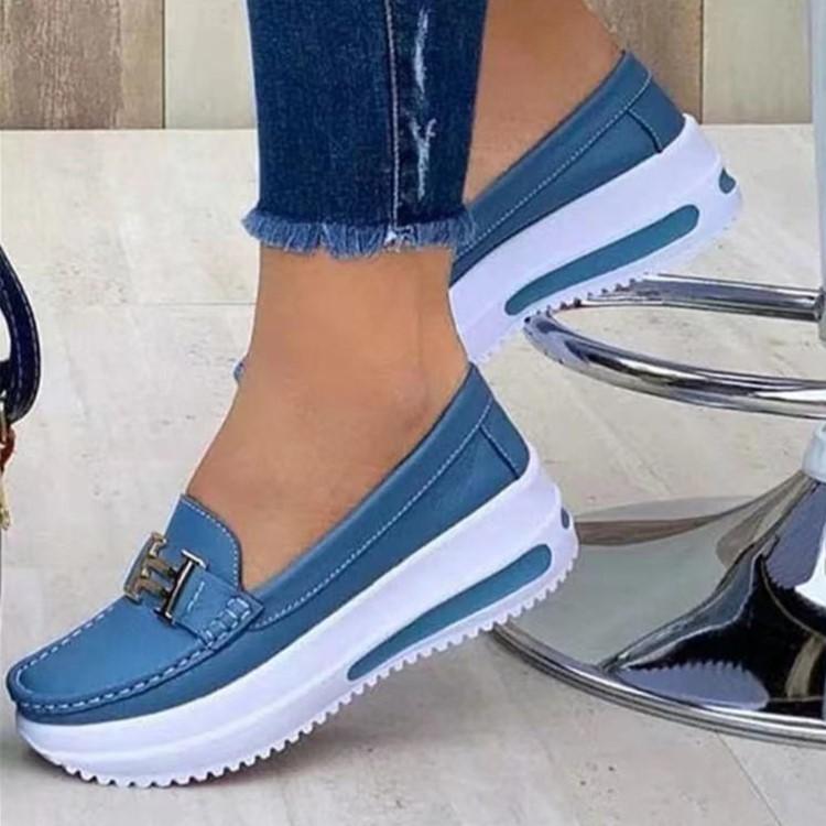Independent Station autumn new muffin bottom round head solid color single shoes light mouth one pedal thick sole single shoes women