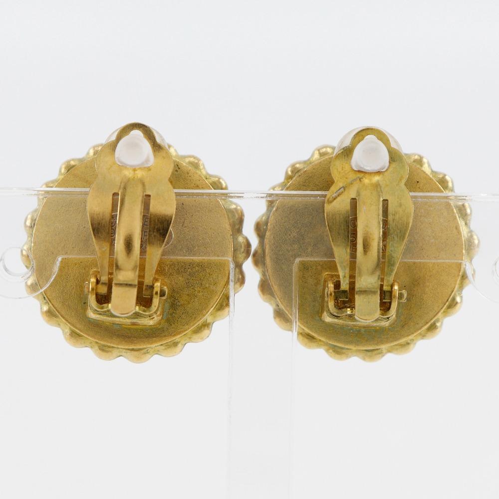 CHANEL COCO Mark Earring vintage black Plated Gold 28.5g Women Used