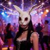 Realistic White Bunny Head Mask, Latex Animal Rabbit Mask for Adult Cosplay, Easter & Halloween Party Costume Props