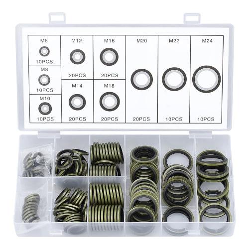 Glvaner O-Ring Seal Washer Set, 10 Types, 150 Pieces, Silicone Rings, Gasket O-Rings, Seal Washers, Rubber and Metal Gaskets, Adhesive Seals, Heat, Oi