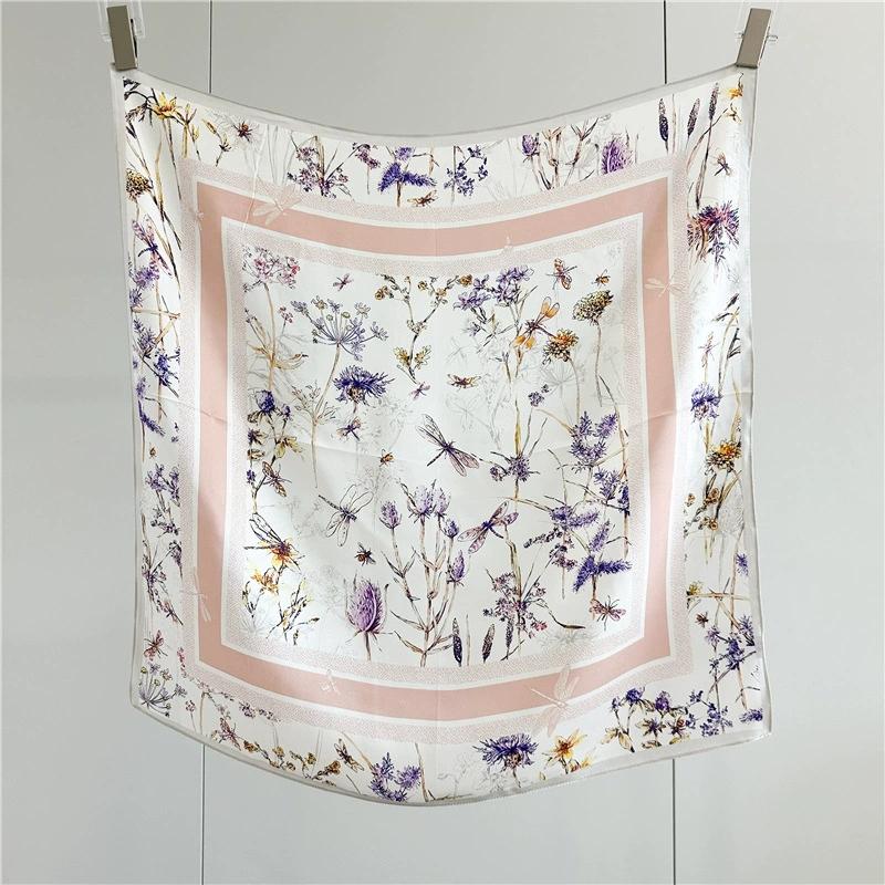 Luxury Mulberry Silk Scarf for Women 65cm Square Silk Scarf  Decoration Wrap Stole Neckerchief
