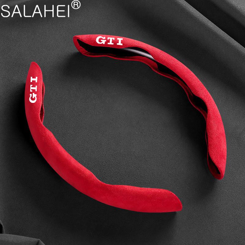 

2026 Hot For VOLKSWAGEN VW Universal Suede Leather Car Steering Wheel Cover Auto Anti-slip Wheel Booster Cover For Golf GTI 4 5