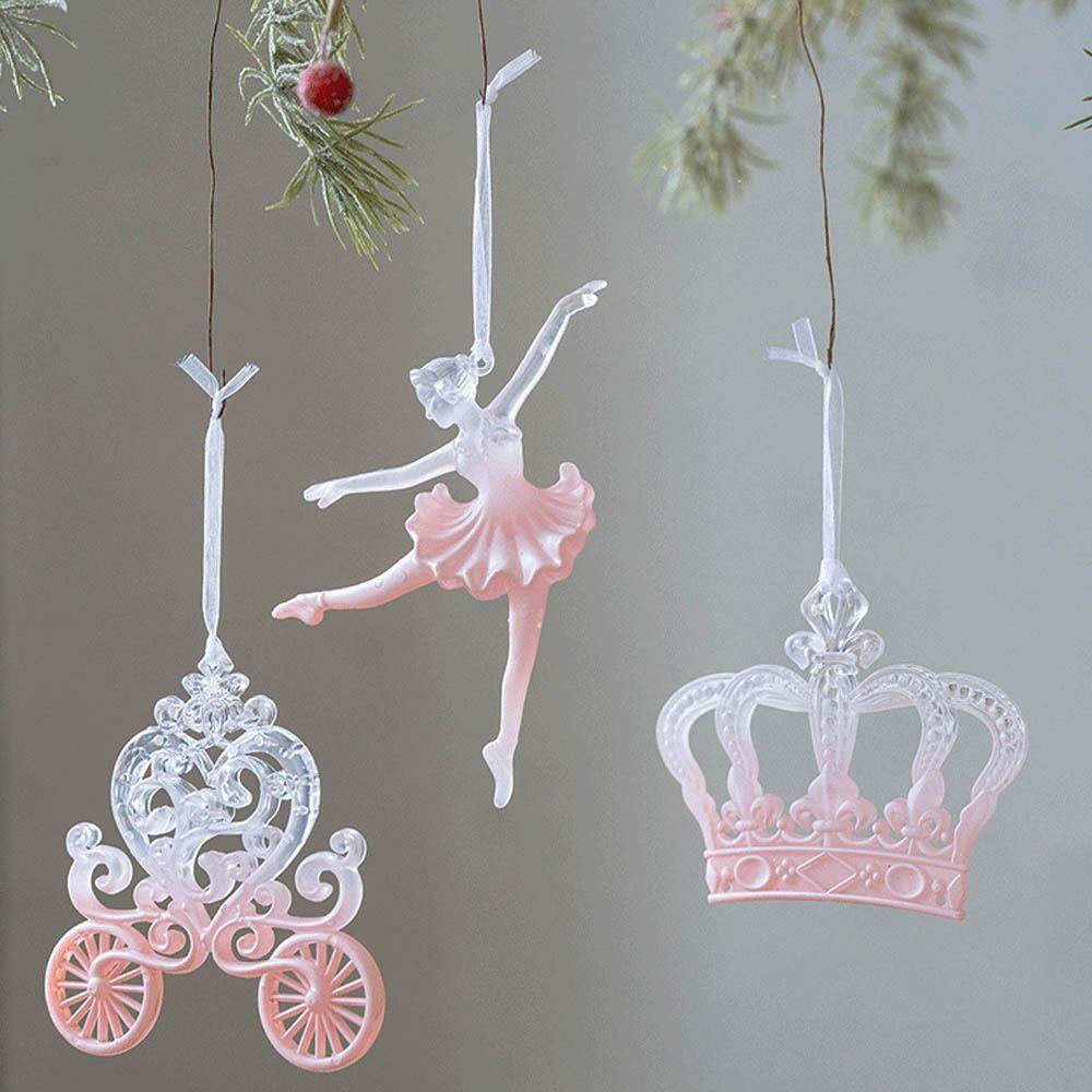 Snowflake Icicle Christmas Pendants Crystal Acrylic Christmas Tree Ornaments Happy New Year Home Table Decor Hanging Pendant