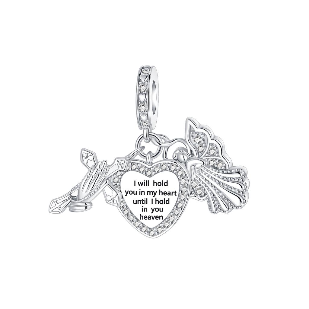 Sparkling Birthstone Charm Bead Charms Copper Heart Key Birthday Pendant Fit Authentic Necklaces Bracelets Women Jewellery Do It Yourself Gift