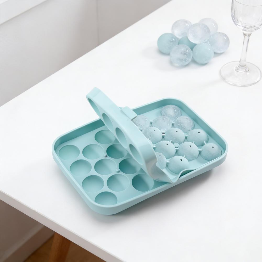 Soft Bottom Ice Mold Sphere Silicone Ice Cube Tray with Lid Easy-release Round Ball Mold for Whiskey Cocktails