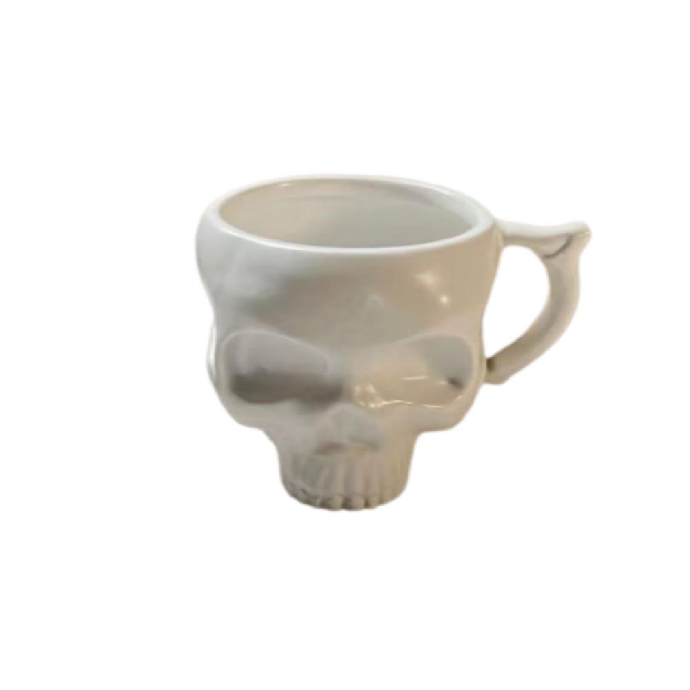 3D Sculpted Skull Ceramic Coffee Mug With Handle Gothic Sculpted Cup for Halloween Party Decor & Unique Gift