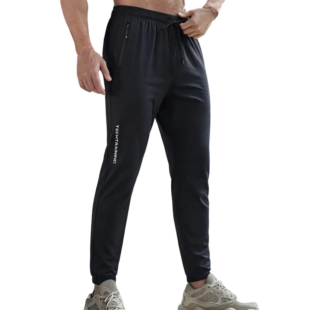 Men's Casual Pants - Men's Model With Zipped Pockets, Elastic Waist, Lightweight And Breathable Sports Pants