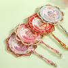 Lotus Handle Makeup Mirror with Temple of Heaven Pearl Pendant - Portable Cultural Style Mirror