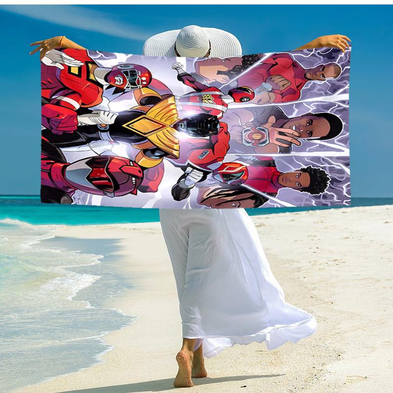 1pc Mighty Morphin Power Rangers3 Beach Towel, Comfortable and Thick, and Swimming/Bath/Picnic/Camping Towel, Suitable for Seaside Beaches