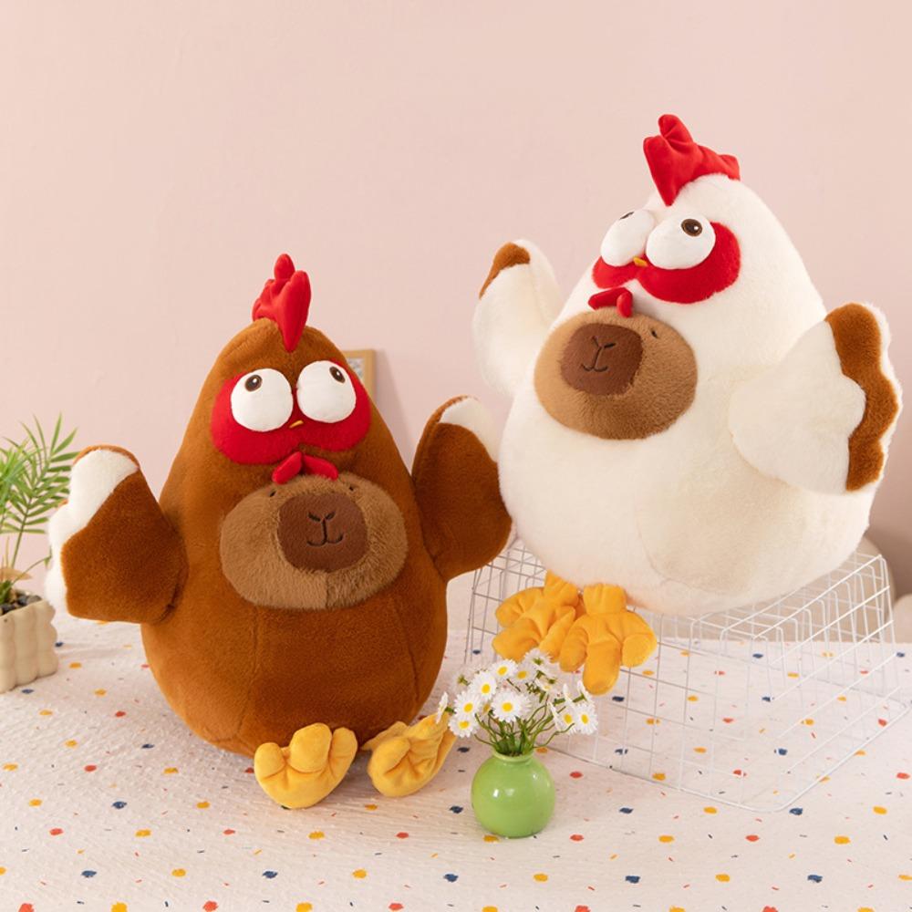 Fluffy Chicken Capybara Cotton Doll Hen Capybara Stuffed Doll  Christmas Gift
