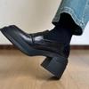 Thick Soled British Style Versatile Loafers for Women with Thick Heels  High Heels  and Height Increasing Small Leather Shoes