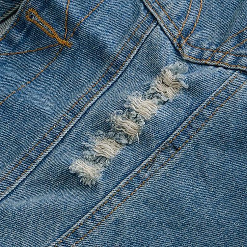 Herrväst i Koreansk Stil, Smal Passform, Riven Denimbäst - Ärmlös Topp för Vår/Sommar/Höst