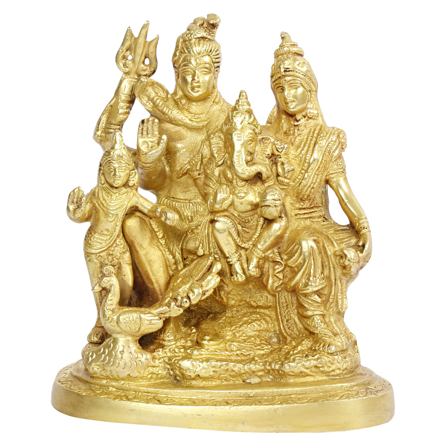 

Lord Shiva Parvati Kartikeya & Ganesha Murti Shiv Family Parivar Idol - 6 Inch