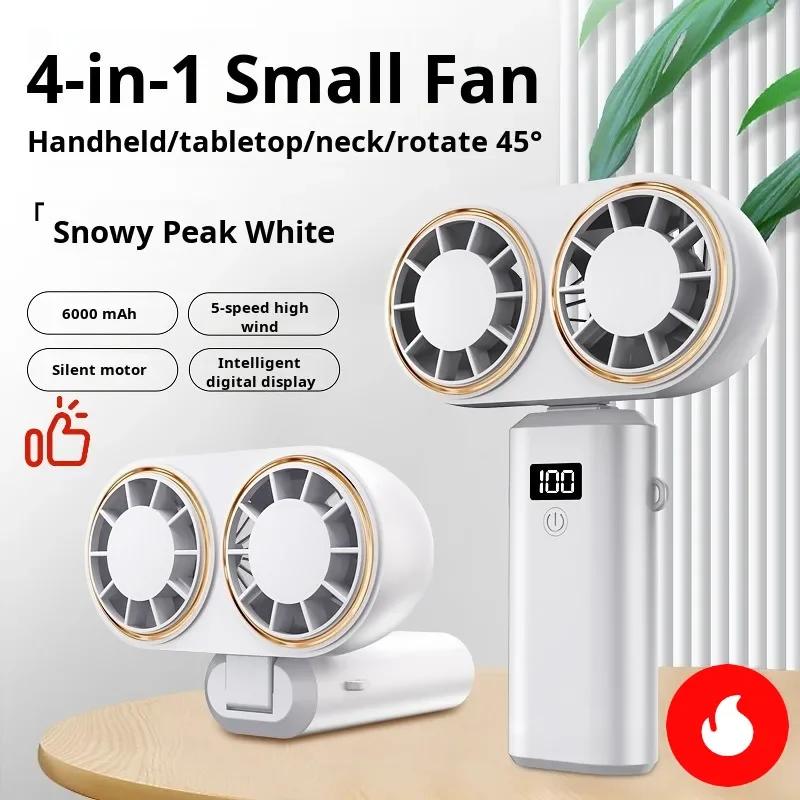 

Personal Portable Fan Handheld Electric Fan Compact Rechargeable Dual Fan Cooler Rechargeable Cooling With Digital Display розовый