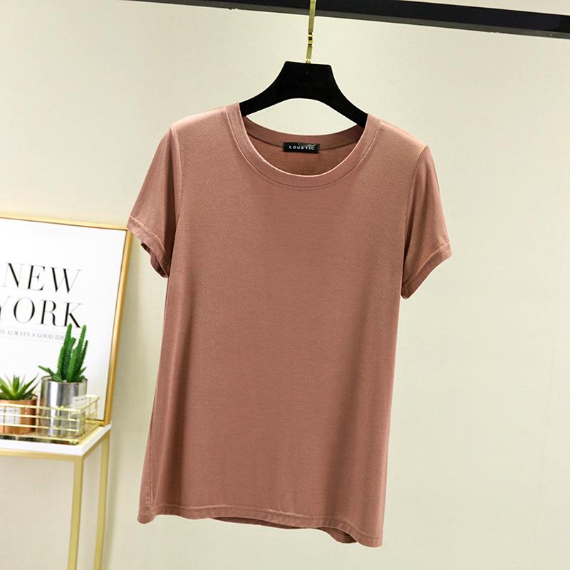 Women's Plus Size Round Neck Short Sleeve T-Shirt - Summer Solid Color Versatile Inner/Outer Layer
