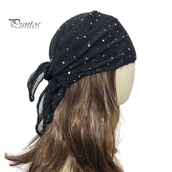 Sequin Headscarf Headscarf, Multi-Purpose Turban Headband Square Scarf, Adjustable Versatile Hair Scarf Strap Bohemian Style Head Wrap for Travel