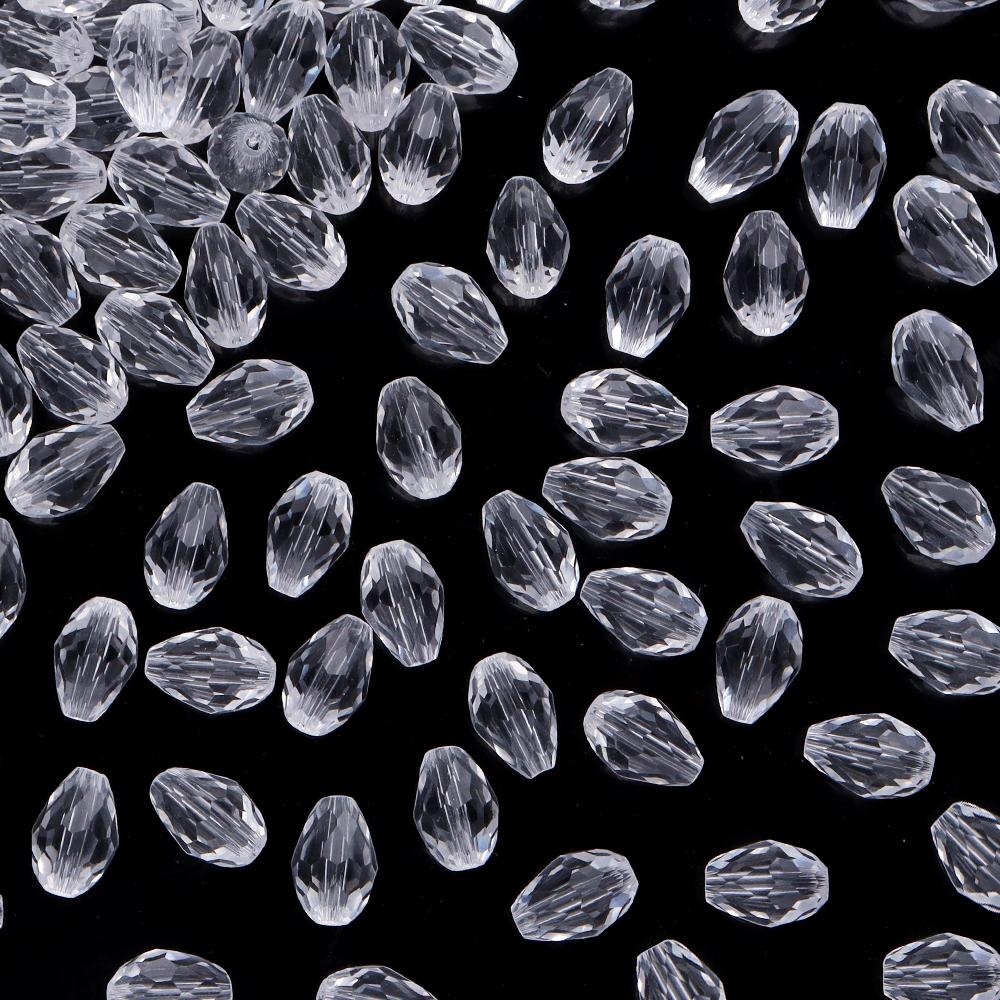50pcs/lot 8x12mm Droplet Shaped Crystal Beads Colorful Loose Spaced Faceted Glass Beads For DIY Exquisite Bracelet Earring Gifts