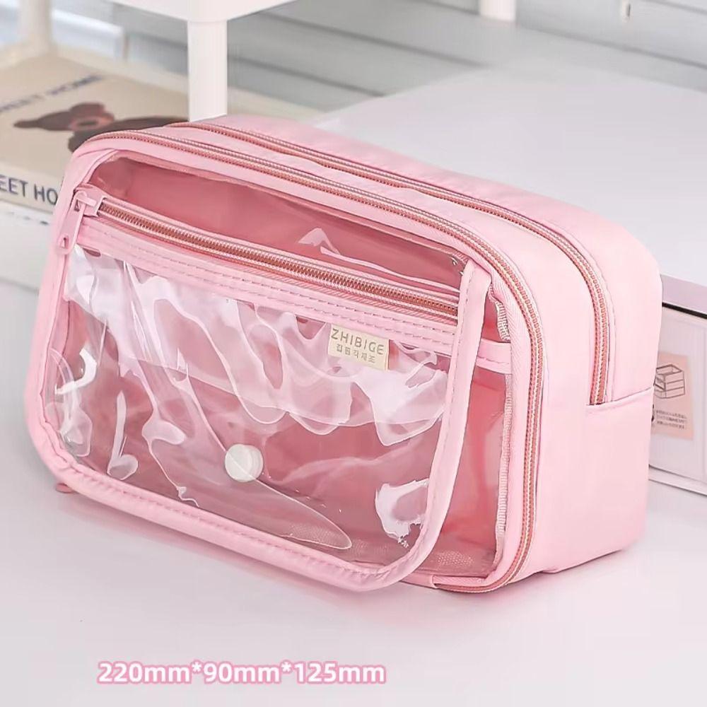 Multi-layer Transparent Pen Bag Zipper Stationery Box Transparent Pencil case  School