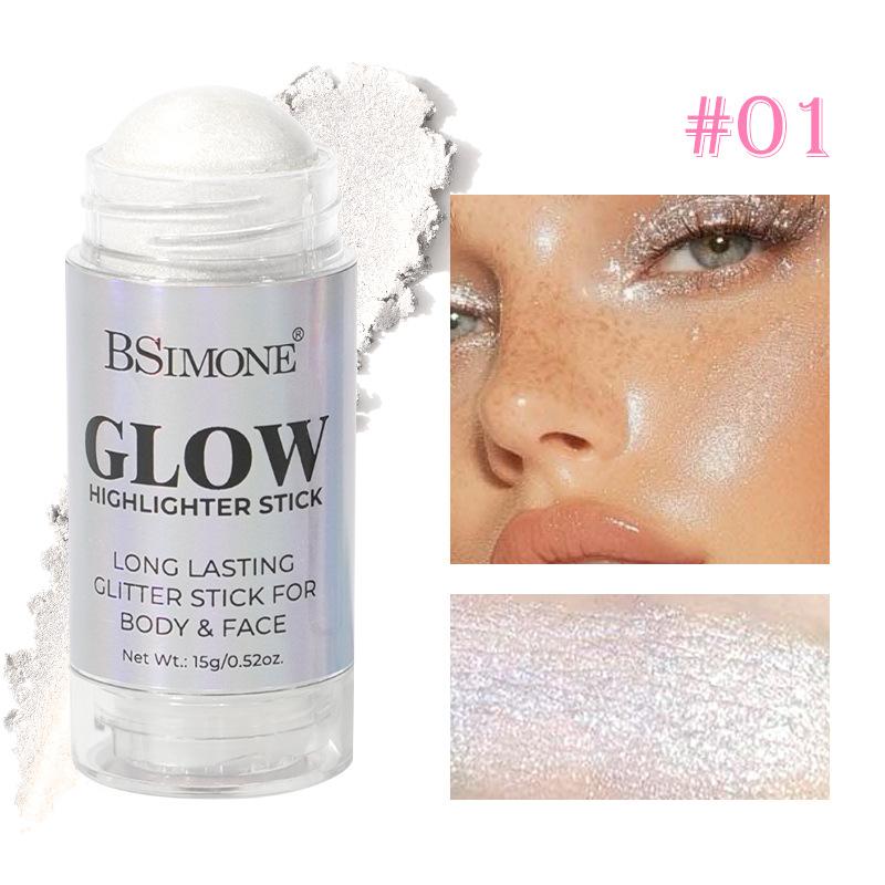 Bsimone 3D Face Brightening Highlighter Bar Cosmetic Face Contour Bronzer Shimmer Highlighter Stick Concealer Cream Makeup Tool N1