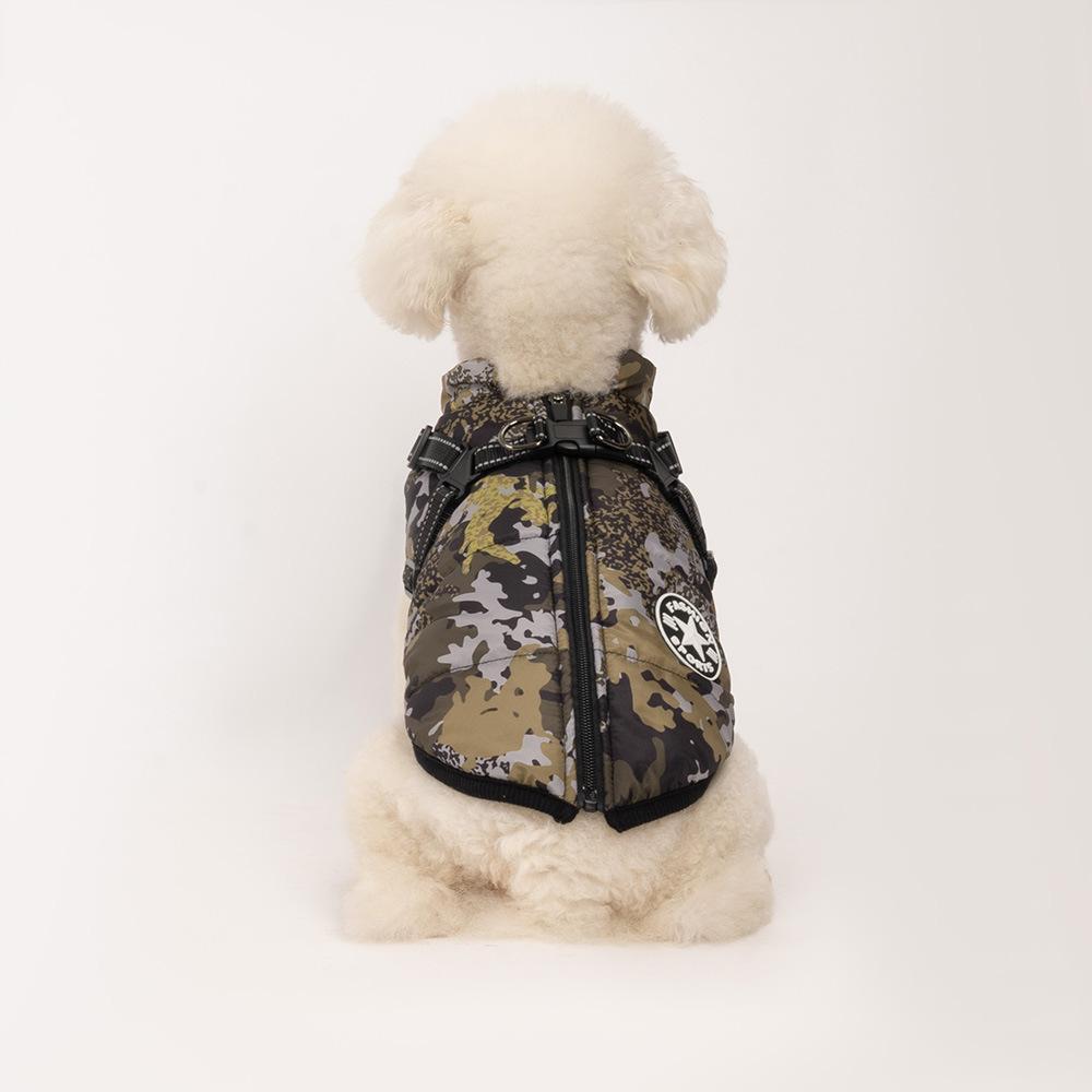 Winter Dog Clothes Outdoor Thickened Warm Pet Cotton-Padded Clothes Reflective Webbing Cotton Vest Chest Back