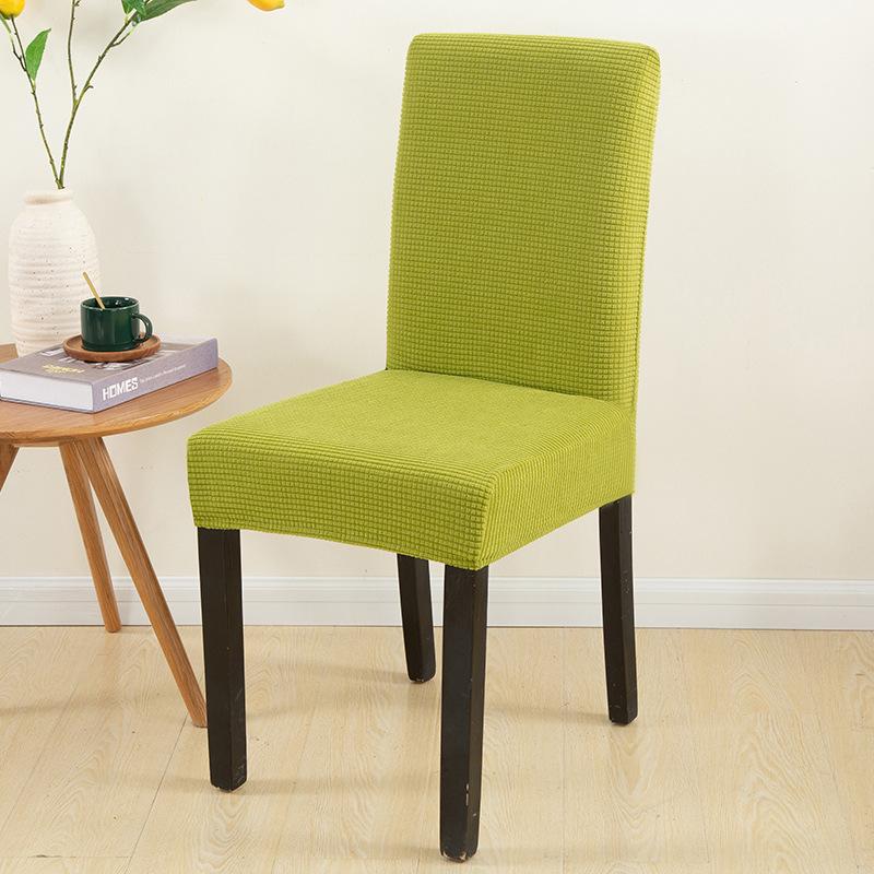 Chair Cover New Solid Color Corn Velvet Seat Set Dining Chair Office Elastic Dustproof Simple Chair Cover