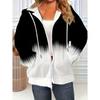 Veste Casual à Capuche Dégradé Directionnel Automne Hiver Veste Femme Sweat à Capuche Fermeture Éclair