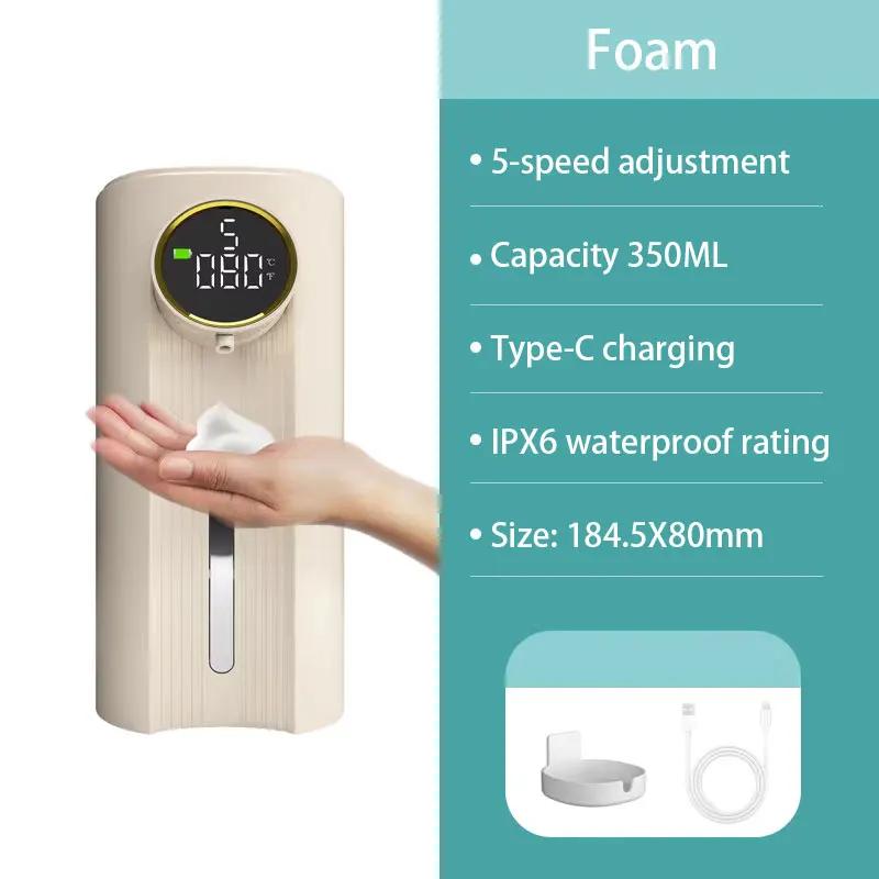 350ML Automatic Induction Hand Sanitizer Wall Mounted Foam Gel Soap Dispenser USB Charging Distributor Foam Shampoo Shower Gel
