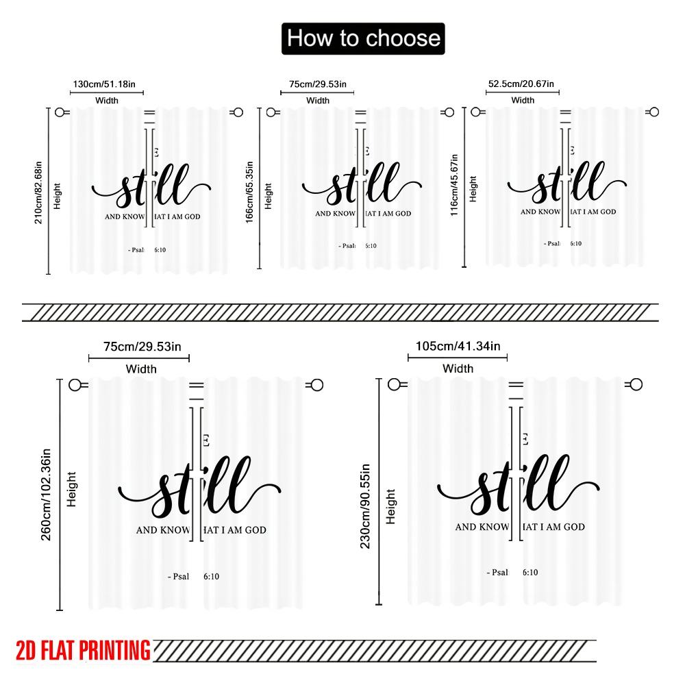 2pcs 2D flat printing Curtains Be Still Know God Fabric Without Electricity Festive Wall Decor Perfect for Wall art Party