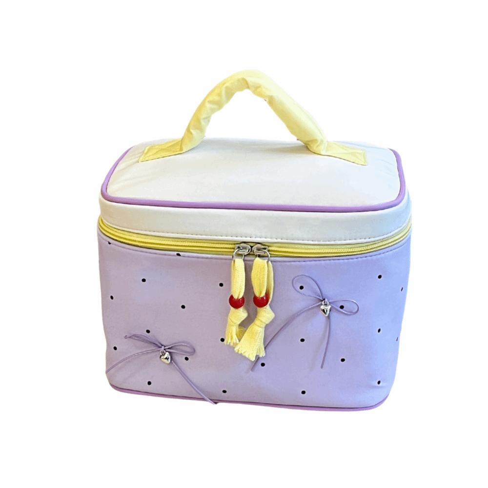 Neue Schleife Polka Dots Make-up-Aufbewahrungstasche Wasserdichte Multifunktionale Reise-Aufbewahrungstasche Handgehaltene Kosmetiktaschen